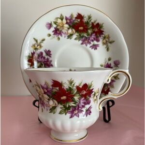 EUC Vtg Paragon Bone China Teacup and Saucer in the Pattern “Flower Festival”